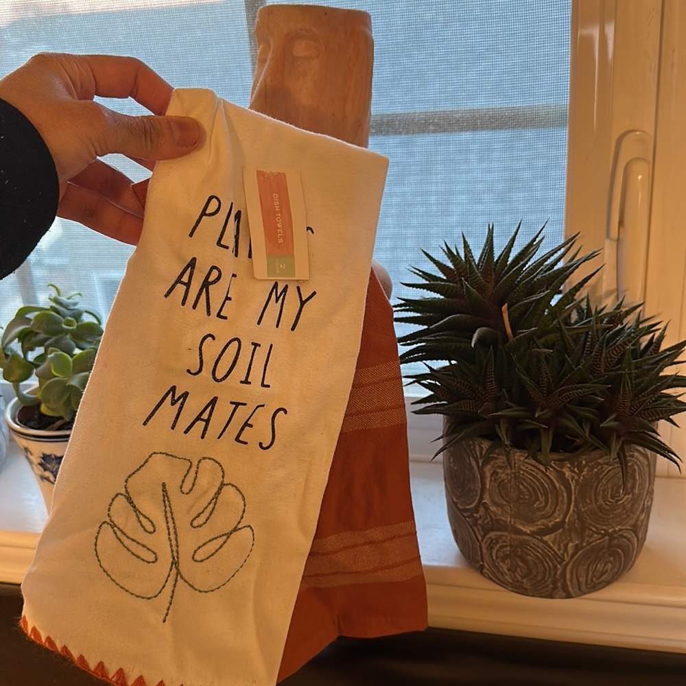 Dish towel set plants are my soil mates